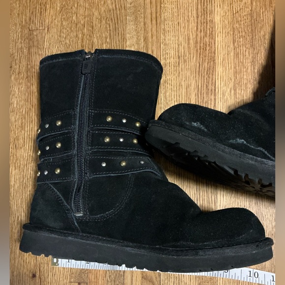 UGG Black Studded Suede Shearling Boots - Picture 3 of 8